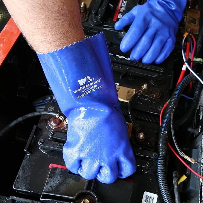 Wells Lamont PVC Chemical Resistant Gloves, Textured Grip, Gauntlet Cuff
