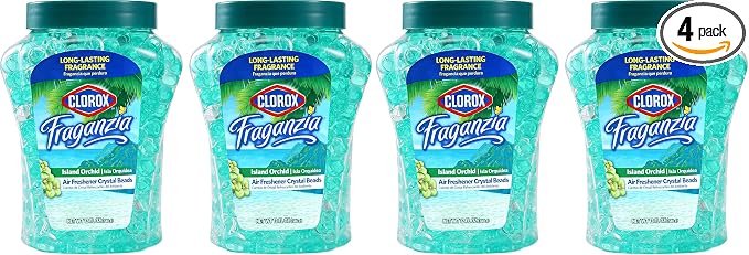Clorox Fraganzia Aircare Beads Twin Pack Two 12oz - Island Orchid | Long-Lasting Air Freshener Beads | Gel Beads Air Freshener in Island Orchard Scent for Home, Bathroom, or Car (Pack of 2)