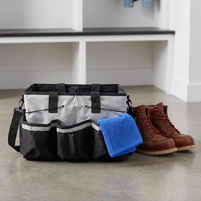 Portable Household Cleaning Tote Bag with Handle and Shoulder Strap, Oxford Cloth Material, Detachable Divider Organizer, Large Capacity and Water Resistant for Hotels and Homes