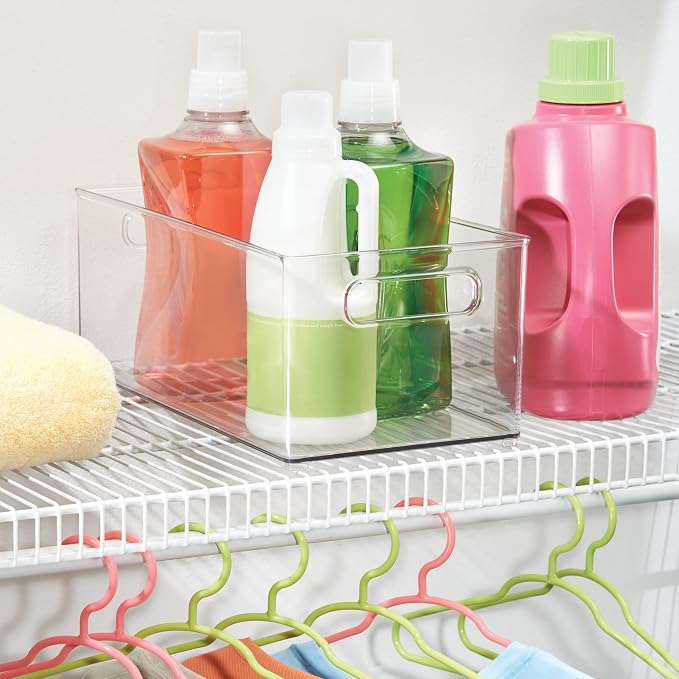 iDesign Stackable Fridge Bin, Set of 2, Clear | Kitchen Storage Bin, For Pantry, Cabinets, or Fridge