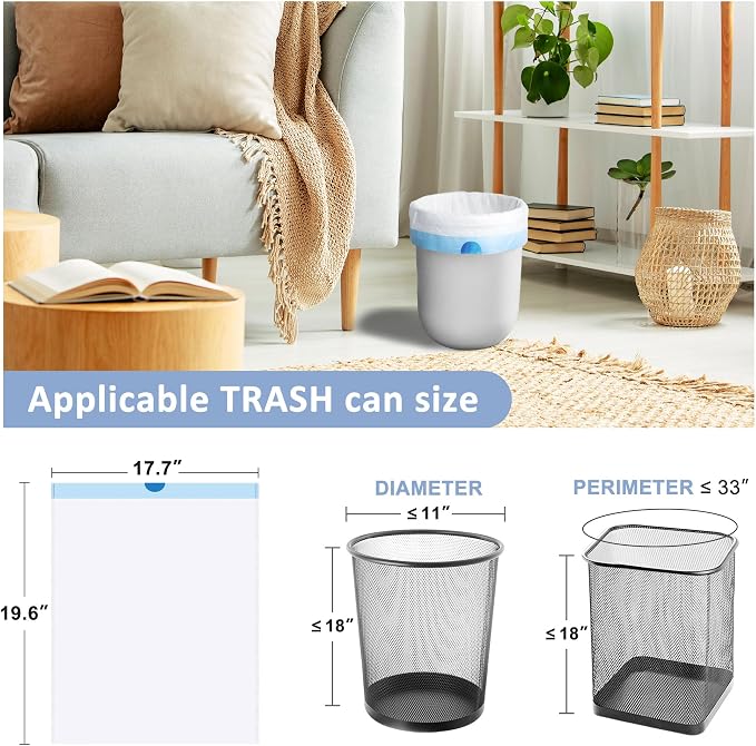 99 Count Small Trash Bags, 4 Gallon Drawstring White Bathroom Garbage Bags, Tear-Free Plastic Wastebasket Liners for Toilet Home Office and Bedroom