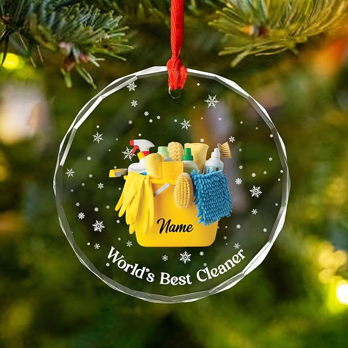 Personalized Cleaning Tools Ornament, Custom Housekeeping Christmas Tree Decoration, Holiday Keepsake Gift for Cleaners, Janitors, Pressure Washers, Housekeepers, Maids and Cleaning Lovers (Clean 1)