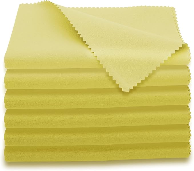 AAwipes Guitar Cloths Microfiber Yellow 6pcs 12"x12" Plush Polishing Cloths | For Musical Instruments Premium Cleaning Cloths For Guitar Violin Clarinet Trumpet Sax Universal