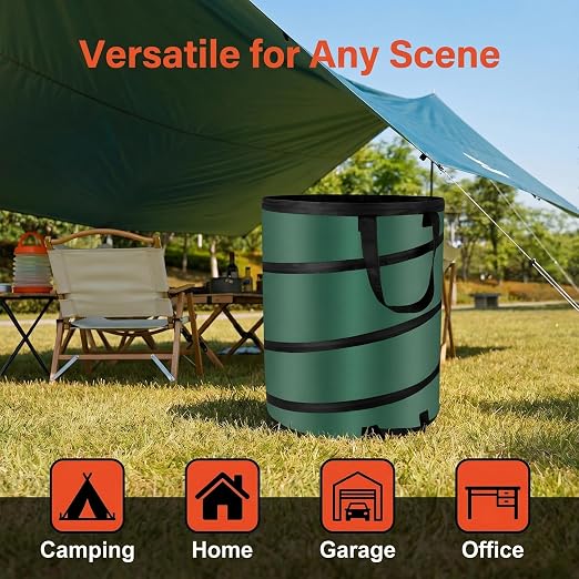 27 Gallons Pop Up Outdoor Camping Trash Can Recycle Bin Leaf Bags | Collapsible Outdoor Garbage Can, Durable 600D Waterproof Oxford Fabric Made Reusable Yard Waste Bag Lawn Bags(18x24In)