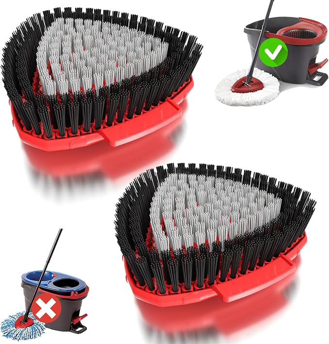 2-Pack Replacement Spin Mop Scrub Brush Heads for O-Cedar EasyWring 1-Tank | Dual Bristles,Soft Inner for foam & Stiff Outer for Stubborn Stains,20°Angled for Corners,Deep Cleaning,Reusable & Durable
