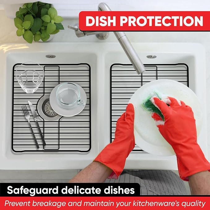 Better Houseware Sink Protectors for Kitchen Sink, Protective Metal Grid, 16x12.3x1 inches, Almond Kitchen Sink Mat to Shield Sink Base from Scratches, Rust-Resistant Coating, 2 Pack, M