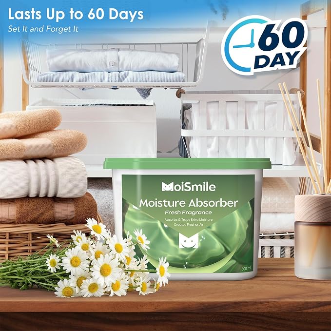 Moisture Absorbers, Fresh Scent Humidity Absorber, 3 Pack, 10.5 oz Boxes | With 6 g lavender scent beads per box; non-electric dehumidifier for closets, bathrooms, basements, cars and RVs.