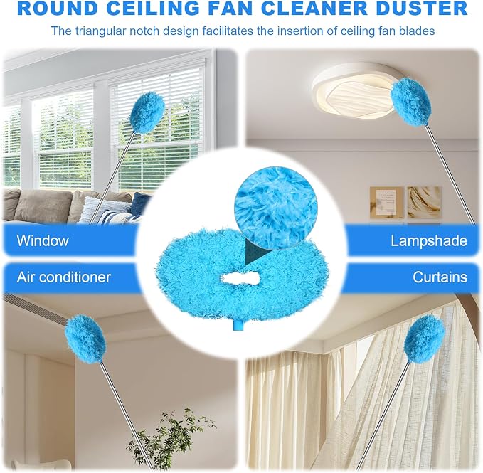 Storystore Ceiling Fan Cleaner Duster, Adjustable Microfiber Duster | 7FT Fan Cleaner with 13-78" Pole for Cleaning Fan Blades, Cobwebs, Walls, Doors and Windows, Brush for Dust Removal