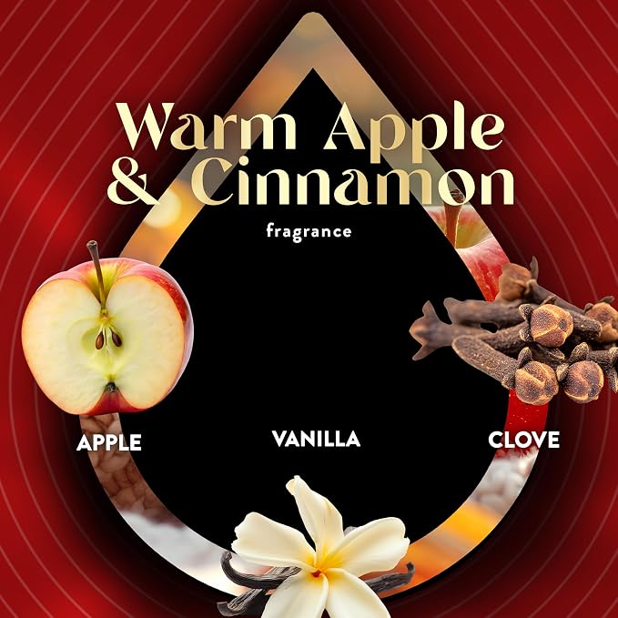 Air Wick Vibrant Plug In Scented Oil Refill,Infused with Essential Oils,Plug In Air Fresheners for Home,Fall Scent,Fall Décor,Warm Apple & Cinnamon,5 ct,(Pack of 2)