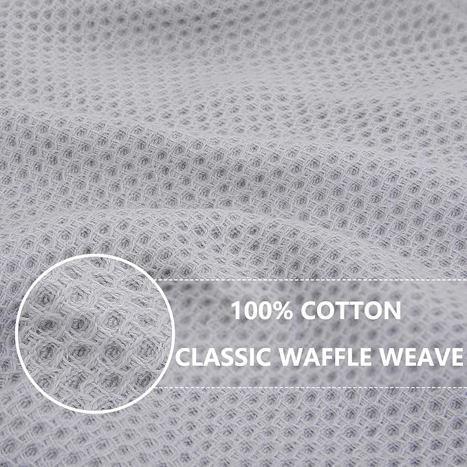 Homaxy 100% Cotton Waffle Weave Kitchen Dish Cloths 12-Pack, Light Gray | 12 x 12 Inches, Ultra Soft Absorbent Dish Towels, Quick Drying Dish Rags with Hanging Loop