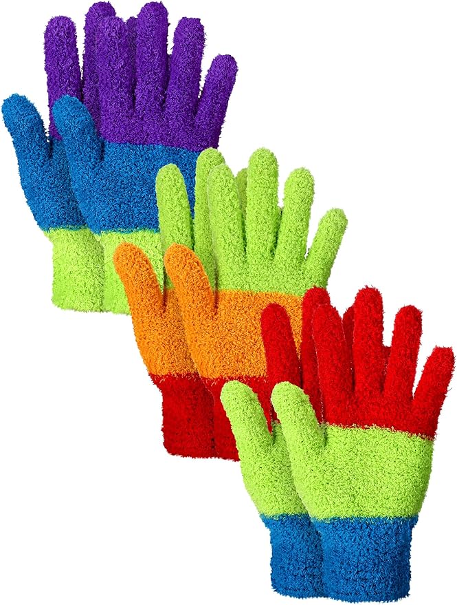 Patelai 3 Pairs Microfiber Dusting Gloves for Plants Leaf, Medium | Assorted Colors,Plant Cleaning Gloves, Reusable Washable Gloves,House Furniture Blinds Dusting