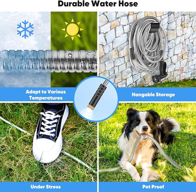 Garden Hose, Water Hose with 10 Function Nozzles, No Kinks, Flexible Hose, Lightweight, Puncture Proof Hose for Yard and Outdoor（53FT）