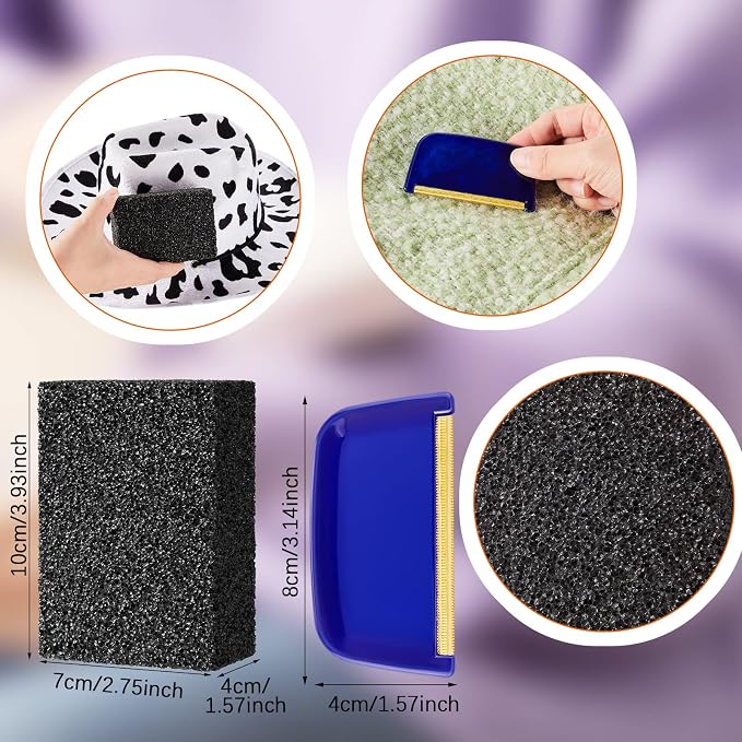 Patelai 3 Pcs Sweater Pill Remover Defuzzer, Lint Fuzz Stone, Black | Pumice Block Removes Pilling from Knitwear Wool Cashmere, Includes Storage Case, 3.9 X 2.8 X 1.6 in