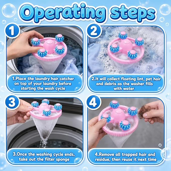 3Pack Washing Machine Hair Filter Mesh Bags,Washing Machine Conical Lint Collectors,Floating Filter,Reusable Washing Machine Hair Collectors for Cat and Dog Hair (3)