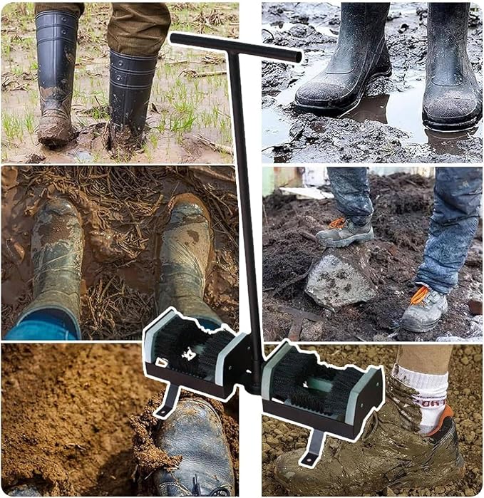 Boot Scrubber Heavy-Duty Outdoor Shoe Scraper Brush, Mud Cleaning Tool with Handle, Effective Mud Remover for Front Door Entry, Farmhouse Garden