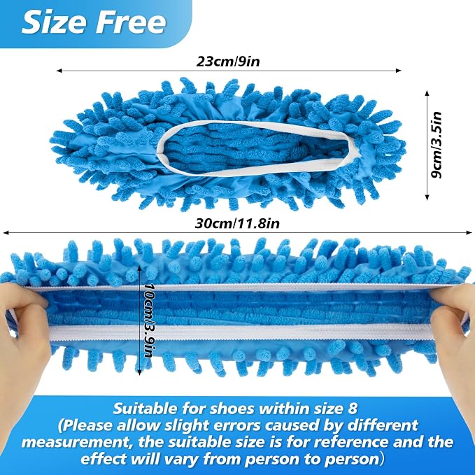 MAQIHAN 10 Mop Slippers for Floor Cleaning - 5 Pairs Microfiber Mop Socks | Size 8 Washable Mopping Slippers, Dusting Slippers, Mop Shoes Covers, Mopping Socks, Cleaning Tools for House Hardwood Floor