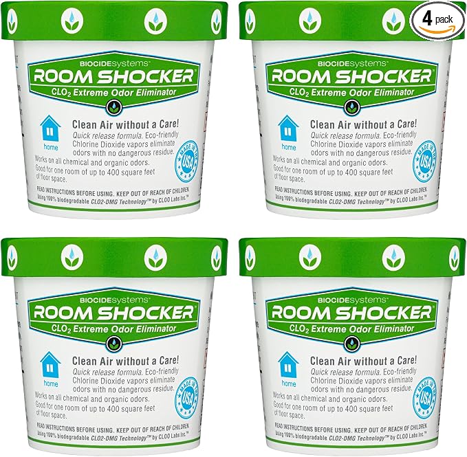 Biocide Systems Room Shocker Smoke Odor Eliminator for Homes, 4 Pack