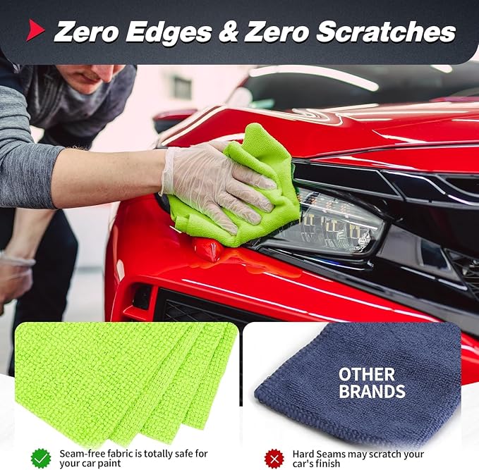 Shop Towels, Microfiber Cleaning Cloth Bulk, 24 Pack Microfiber Towels for Cars, All-Purpose Absorbent Cleaning Rags, Dust Cloth for Automotive, Mechanic, Garage, Bar, 11.5 x 11.5 inch