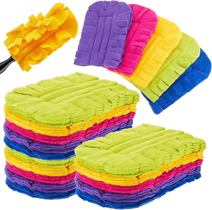 Zubebe 20 Pcs Reusable Duster Refills Fleece,Dark Color | Soft Polyester Fiber Flat Duster Refill Multi Surface Washable Cleaning Pad Tools for Home, Blinds, Car, Pet, Furniture, Fans