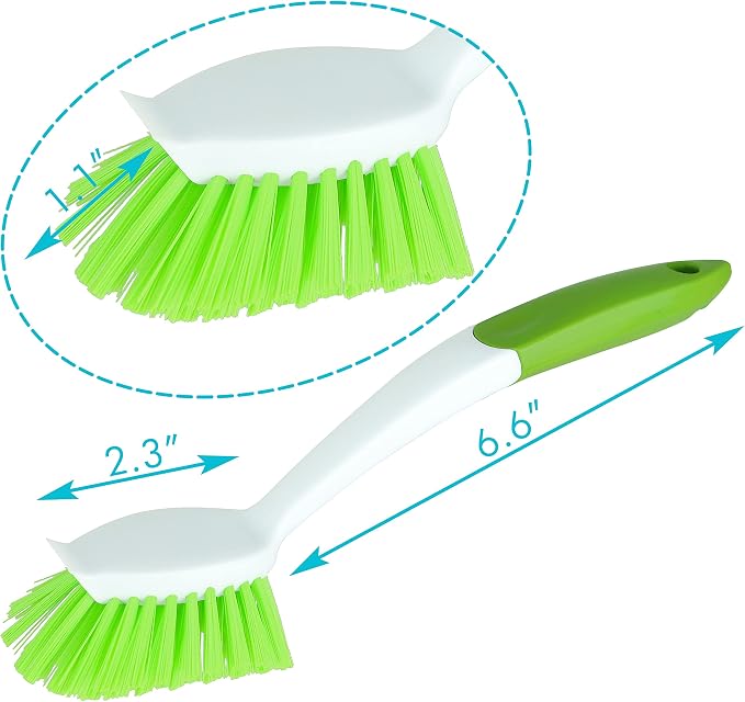 2-Pack Dish Brush with Long Handle | Dish Scrubber with Stiff Bristles for Kitchen, Sink, Pots, Pans