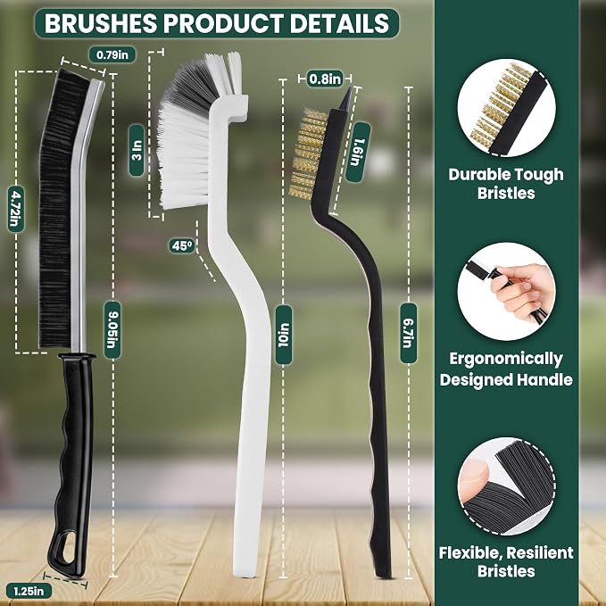 8 Pcs Crevice Cleaning Brush Set – Hard Bristle Cleaning Tools for Grout, Gaps & Narrow Spaces – Multi-Purpose Grout Brush, for Cleaning Bathroom, Shower, Window Tracks, Kitchen | Multi-Purpose Grout Brush for Bathroom, Shower, Window Tracks & Kitchen ...