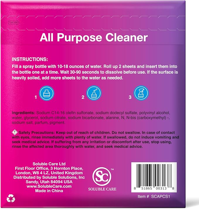 All Purpose Cleaner Sheets: Lemon Scent, Makes 5 Bottles | Ultra-Concentrated, Multi-Surface, Earth-Friendly Cleaner for Kitchen, Bathroom, Home & Office, 10-Pack + Bonus Sample Pack