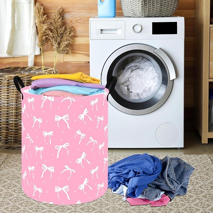 Round Laundry Hamper Clothes Storage Basket Fabric Storage Hamper Organization Storage Bin, Nursery Toy Box,Gift Basket with Handles