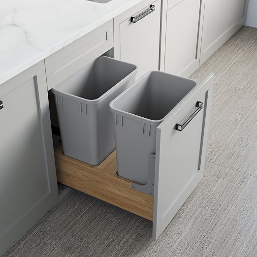 Dowell 5 Pack 35Qt Wastebasket Trash Container, 9Gal, Plastic, Stackable, for Kitchen/Bathroom/Office, Fits Under Sink/Desk - Grey (5, 35 QT)