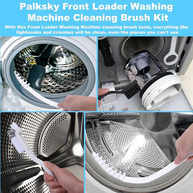 Palksky Washing Machine Cleaning Brush Set, Front Load Washer Machine Cleaner Accessories with 1PCS Drum Slot Cleaner Brushes and 5PCS Crevice Cleaning Brush for Washer Rubber Seal