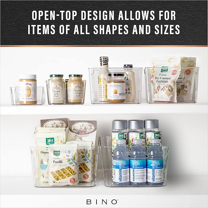 BINO | Plastic Organizer Bins, Small - 8 Pack | The SOHO Collection | Multi-Use Plastic Bin | Pantry & Freezer Organizer Bin | Storage Containers | Bins for Home & Kitchen Org