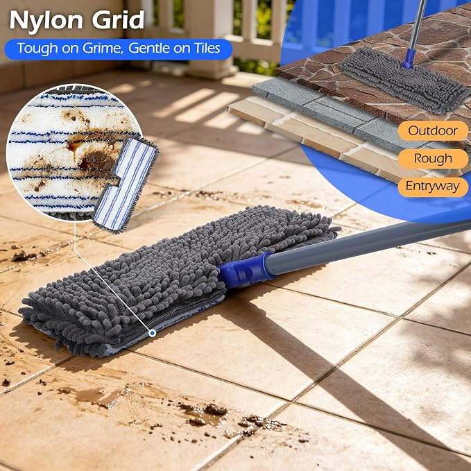 Dust Mop for Hardwood Floors,Double-Sided Flat Mops with 4 Mop Pads | Microfiber Mops for Floor Cleaning with Stainless Steel Handle for Hardwood, Vinyl, Laminate, Tile