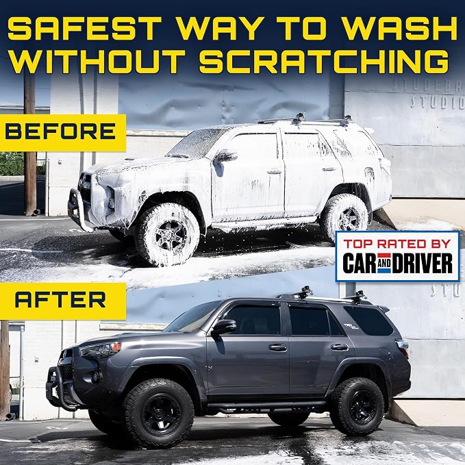 Clean Car USA Foam King™ Car Wash Foam Gun & Microfiber Mitt, Foam Sprayer | Garden Hose Attachment, 6 Settings + Rinse Mode, Fits 3/4 in 5/8 in 1/2 in Hoses, Microfiber Towel, Threaded Connector