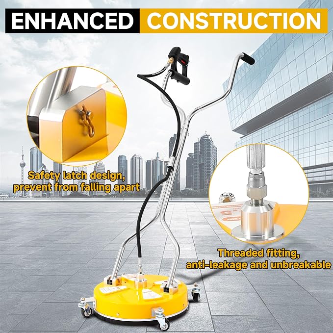 Tool Daily 16.5" Pressure Washer Surface Cleaner with Dual Handle, 4500 PSI | Surface Cleaner for Pressure Washer Attachment with 4 Wheels for Driveway, Sidewalk, Patio, Deck Cleaning