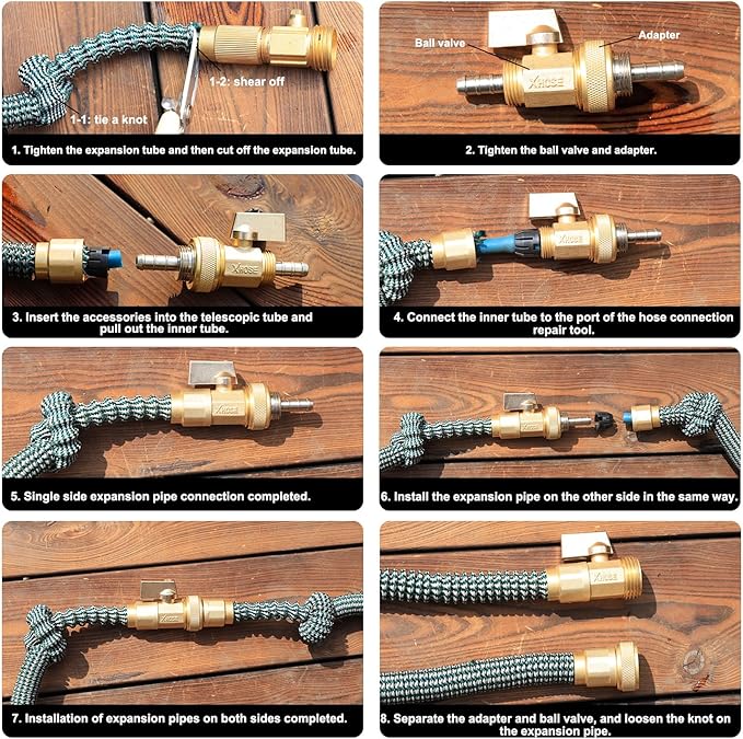 UNWAVER Garden Expandable Telescopic Hose end Adapter with Shut Off Valve | Garden Retractable Hose Repair Kit fitting 2Set