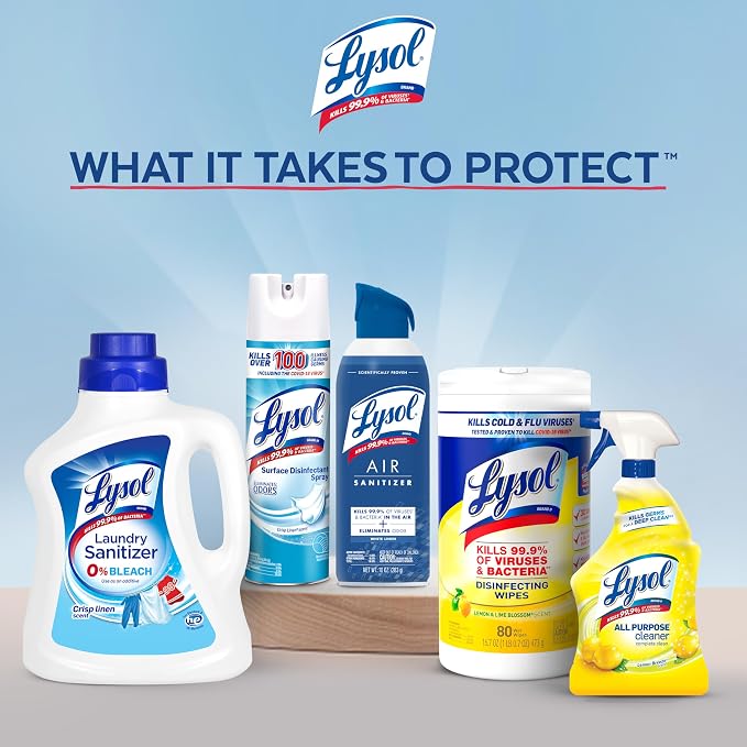 Lysol Air Sanitizer Spray with Bacterial Odor Eliminator for Home & Office, Sanitizing Air Spray, Air Freshener Alternative, White Linen Scent, 10 oz (Pack of 6)