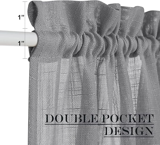 NICETOWN Sidelight Curtain for Front Door - French Door Curtain | Sheer French Panel with Tieback Linen Textured Window Cover (Dark Grey, 30 inches Wide x 72 inches Long, 1 Piece)