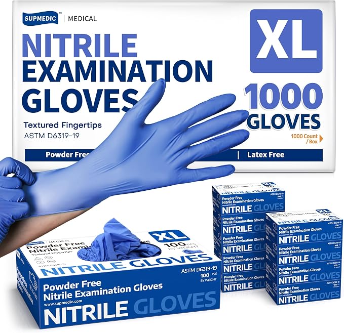 Soft Max™ Nitrile Exam Gloves, Powder-Free Disposable Blue Iris | Soft Stretch Fit • Powder-Free • Latex-Free • Medical • Examination • Chemo Rated • Cooking • Cleaning • Food Prep • 100 Ct