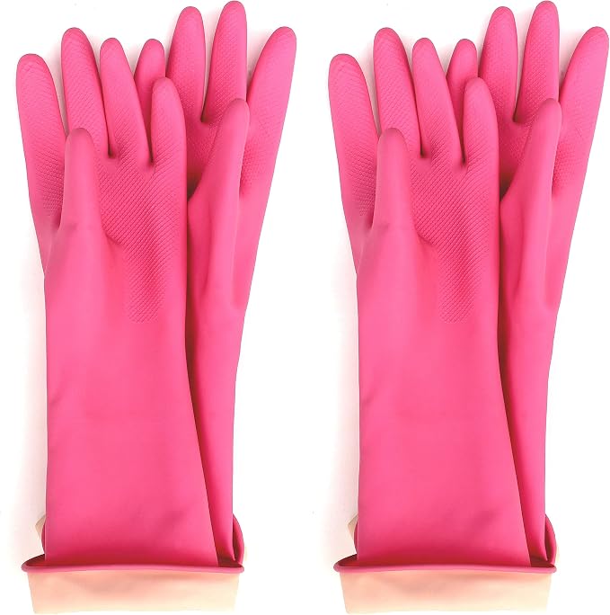 Myungjin (2 Pairs) Kids Reusable Multipurpose Waterproof Hand Protection Rubber Latex Gloves/Dishwashing, Cleaning, Painting