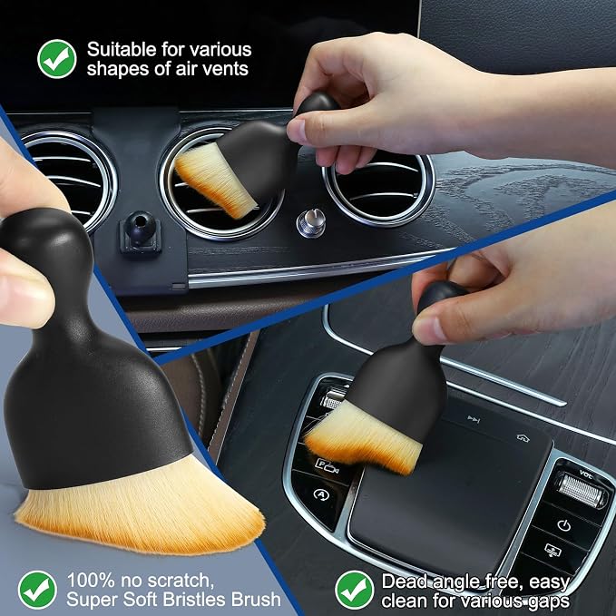 Fitosy Car Interior Duster Detail Brushes, Soft Bristles Brush | Car Accessories for Cleaning Dashboard Air Vent Crevice, Detailing Dusting Tool Kit for Auto Truck SUV RV