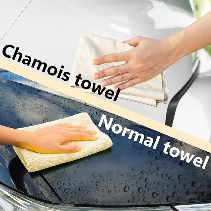 Chamois Towel for Car, Shammy Cloth for Car Drying 15" x 25" (2.5 sq ft) | Absorber Towel for Car Chamois Cloth, Real Leather Reusable Washing Shammy for Car Drying, Window Glass Cleaning, Home