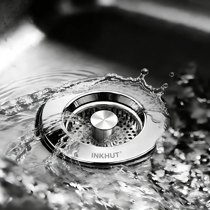 Upgraded 3 in 1 Kitchen Sink Drain Strainer (Silver-2Pack) | Stainless Steel Sink Stopper, Anti-Clogging Food Catcher Basket, Bounce Core Drain Strainer Plug for 3 1/2 inch Drain