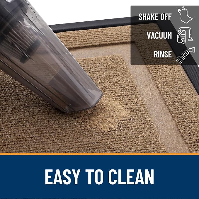 OLANLY Front Door Mat Outside 33x21, All-Season Heavy-Duty Rubber Doormat | Light Brown, Absorbent, Stain Fade Resistant, Waterproof Non-Slip Backing, Low-Profile Indoor Outdoor Floor Mat for Entryway