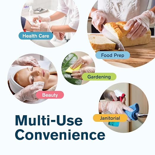 Ridex Disposable Vinyl Gloves - X-Large [100-Count] Powder-Free | Latex-Free Clear Vinyl Gloves, Powder-Free All-Purpose Gloves, Dispenser Box Gloves 100 Pieces, Medical Grade