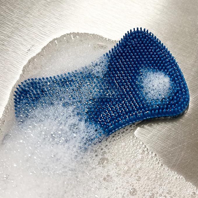 R&M International 96617 Reusable Silicone Sponge for Kitchen Cleaning, Scrubbing Dishes, and Wiping Surfaces, 5” x 2.75", Single