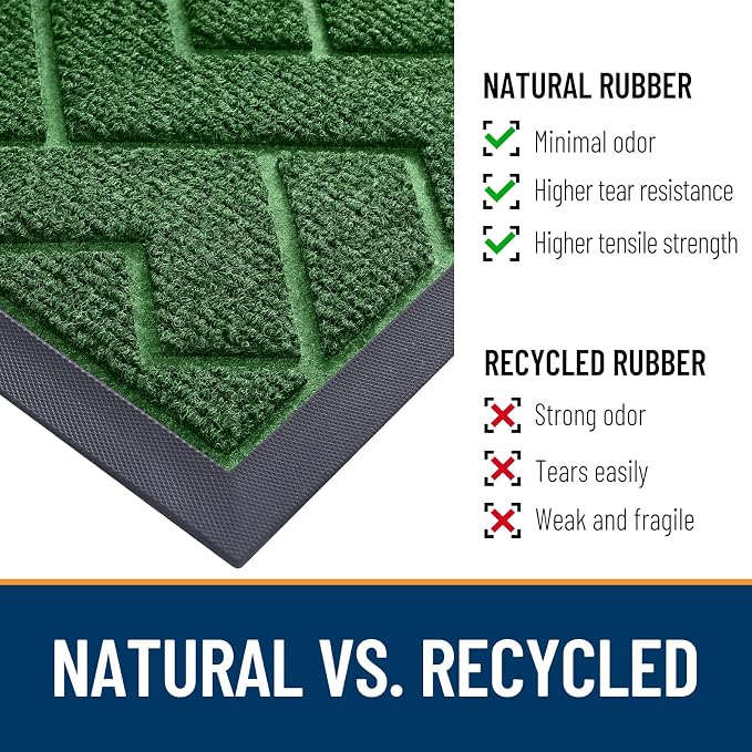 OLANLY Front Door Mat Outside 71x23, All-Season Absorbent Rubber Doormat | Green, Heavy-Duty, Stain and Fade Resistant, Waterproof Non-Slip Backing, Low-Profile Indoor Outdoor Floor Mat for Entryway