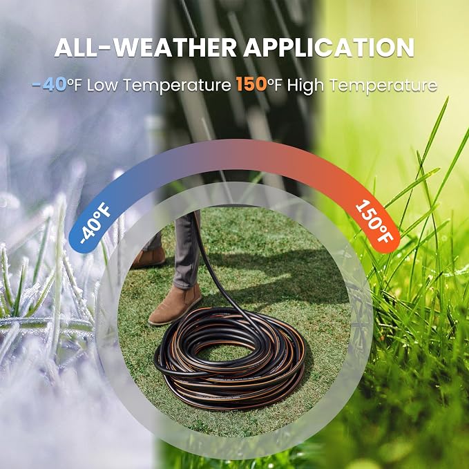 Giraffe Tools Garden Hose 75ft x 5/8", Water Hose Heavy Duty, Lightweight, Flexible Hybrid Hose, Male to Female Fittings | Heavy Duty, Lightweight, Flexible Hybrid Hose, 75 ft Water Hose with Male To Female Fittings