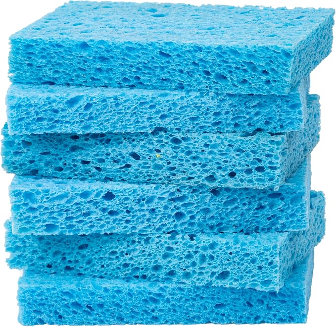 6 Pack Blue Cellulose Scrub Sponges Non-Scratch Heavy Duty Kitchen | Cellulose, Pop-Up, Eco-Friendly, Heavy Duty, Non-Scratch, Kitchen, Bathroom, Multipurpose, Odor Resistant