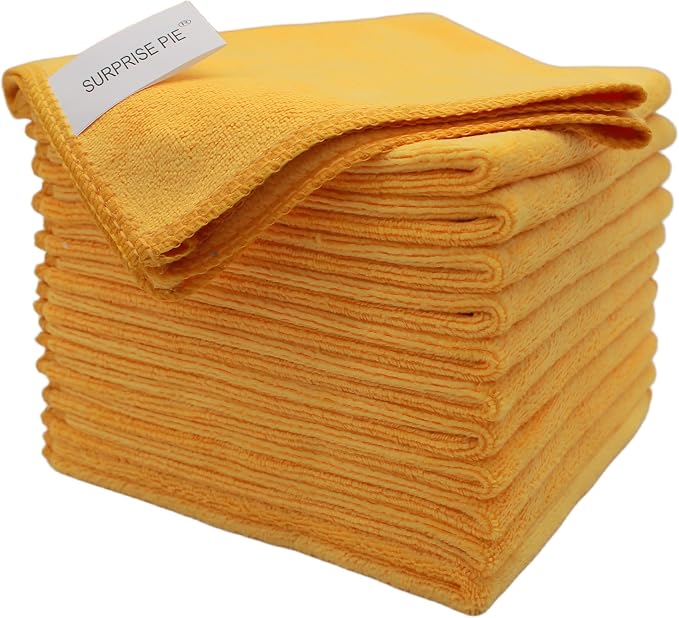 Premium 400 GSM Microfiber Cleaning Cloths, 12 Pack Ultra Absorbent Lint-Free Cleaning Rags & Towels for Car Detailing, Kitchen, Glass & Household Cleaning, Reusable Washable 12" x 12"
