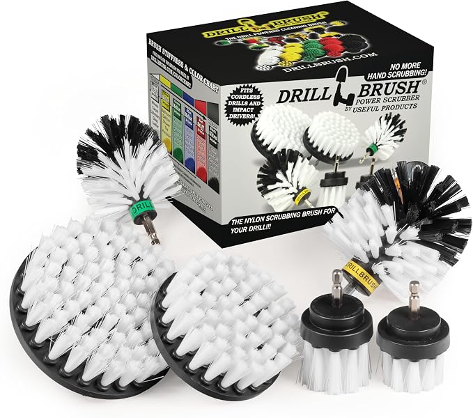 Drill Brush Ultimate Car Wash Kit - Wheel Brush - Car Carpet - Spin Brush | Cleaning Supplies - Truck Accessories - Motorcycle Accessories - Car Mats - Interior Leather, Vinyl, Upholstery, Fabric