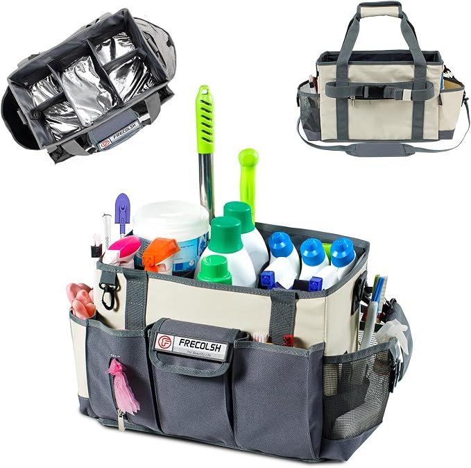 Cleaning Caddy for Cleaning Suppliers Organizer with Pockets for House Cleaning Essentials, Cleaning Organizer, Wearable Cleaing Bag Tote, Storage Caddy for Housekeeping